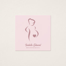 Soft Pink Maternity Doula Identity Illustration Vierkante Visitekaartjes