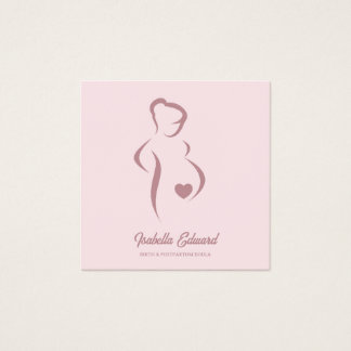 Soft Pink Maternity Doula Identity Illustration Vierkante Visitekaartjes