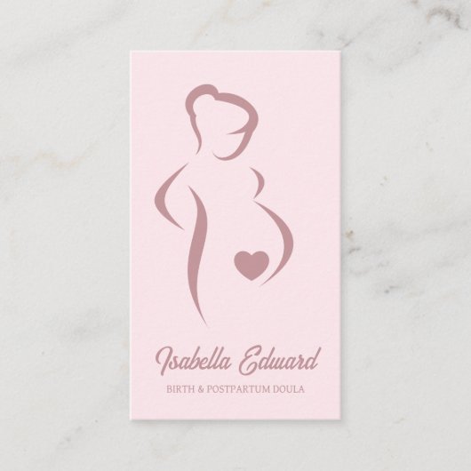 Soft Pink Maternity Doula Identity Illustration Visitekaartje (Voorkant)