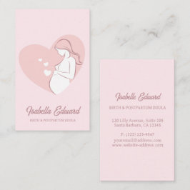 Soft Pink Maternity Doula Identity Illustration Visitekaartje