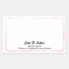 Soft Pink Minimalist Custom Auteur Bookplate Rechthoekige Sticker