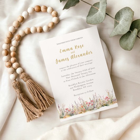 Soft Pink Minimalist Floral Wedding Invitation Kaart