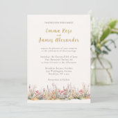 Soft Pink Minimalist Floral Wedding Invitation Kaart (Staand voorkant)