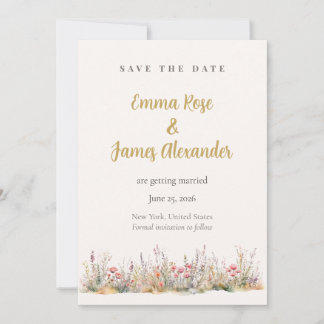 Soft Pink Minimalist Floral Wedding Save The Date