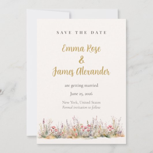 Soft Pink Minimalist Floral Wedding Save The Date (Voorkant)