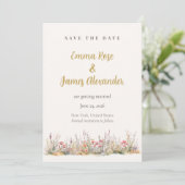 Soft Pink Minimalist Floral Wedding Save The Date (Staand voorkant)