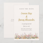 Soft Pink Minimalist Floral Wedding Save The Date (Voorkant / Achterkant)