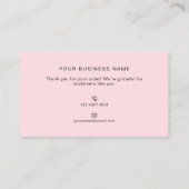 Soft Pink Modern Boutique Shop Thank You Visitekaartje (Achterkant)
