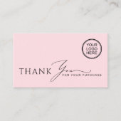 Soft Pink Modern Boutique Shop Thank You Visitekaartje (Voorkant)