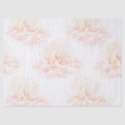 Soft Pink Moon Baby Shower Tissue Paper, Celestial Tissuepapier (Voorkant)