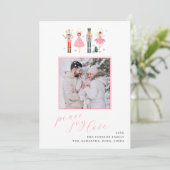 Soft Pink Notenkraker Kerstfoto Vakantie Kaart (Staand voorkant)
