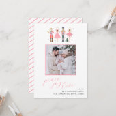 Soft Pink Notenkraker Kerstfoto Vakantie Kaart (Voorkant / Achterkant in situ)