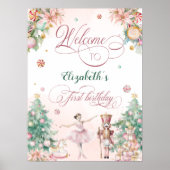 Soft Pink Nutcracker Ballet Birthday Party Welcome Poster (Voorkant)