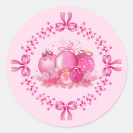 Soft Pink Ornament Holiday Collection Ronde Sticker