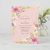 Soft Pink Ornate Botanical Wedding Kaart (Staand voorkant)