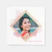 Soft Pink Pastel & Gold Diamond Afstuderen Napkins Servet (Voorkant)