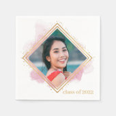 Soft Pink Pastel & Gold Diamond Afstuderen Napkins Servet (Voorkant)