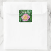 Soft Pink Pastel Peony Flower Hartelijk dank Vierkante Sticker (Tas)