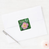 Soft Pink Pastel Peony Flower Hartelijk dank Vierkante Sticker (Envelop)