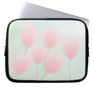 Soft Pink Pastel Tulps Weddenschap Laptop Sleeve