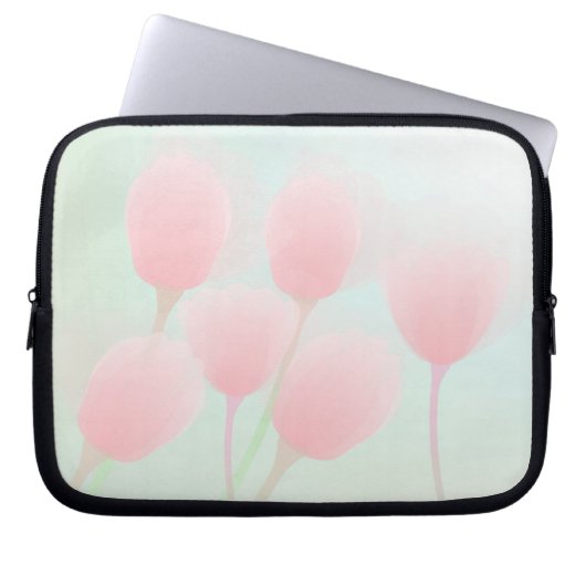 Soft Pink Pastel Tulps Weddenschap Laptop Sleeve (Voorkant)