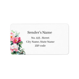 Soft Pink Peony & Eucalyptus Floral Return Address Etiket