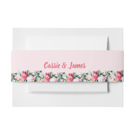 Soft Pink Peony & Eucalyptus Floral Wedding  Uitnodigingen Wikkel