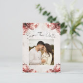 Soft Pink Peony Flowers Save the Date Aankondigingskaart (Staand voorkant)