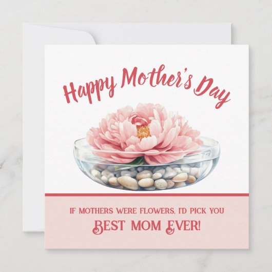 Soft Pink Peony Moederdag Kaart (Voorkant)