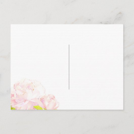 Soft Pink Peony Wedding RSVP Uitnodiging Briefkaart (Achterkant)