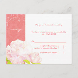 Soft Pink Peony Wedding RSVP Uitnodiging Briefkaart