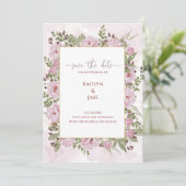 Soft Pink Peony Wedding Save the Date Card (Staand voorkant)