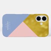 Soft Pink Periwinkle en Faux Gold Monogrammen Case-Mate iPhone Case (Achterkant (horizontaal))