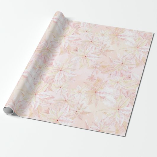 Soft Pink Poinsettias - Christmas Wrapping Paper Cadeaupapier (Uitgerold)