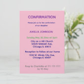 Soft Pink & Purple Confirmation Invitation Kaart (Staand voorkant)