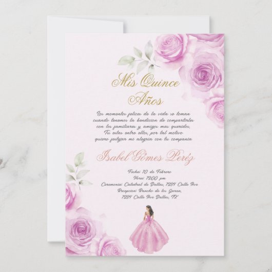 Soft pink Quinceanera Spanish Kaart (Voorkant)