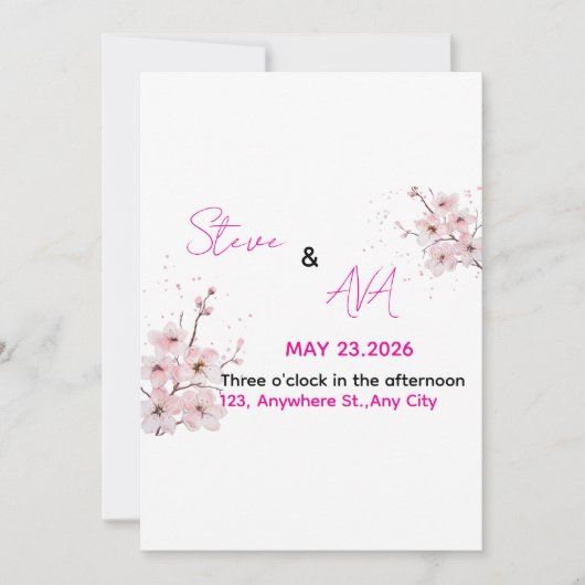 Soft Pink Romantic Wedding Invitation | Elegant & Kaart (Voorkant)