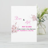 Soft Pink Romantic Wedding Invitation | Elegant & Kaart (Staand voorkant)