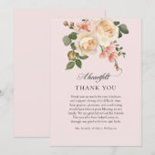 Soft Pink Rose Floral Christian Funeral Thank You Bedankkaart (Voorkant / Achterkant)