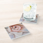 Soft Pink Rose in Waterverf door Jodi Mahaffey Glazen Onderzetter (Schuin)