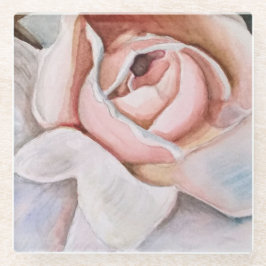 Soft Pink Rose in Waterverf door Jodi Mahaffey Glazen Onderzetter
