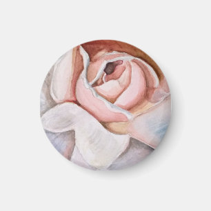 Soft Pink Rose in Waterverf door Jodi Mahaffey Magneet