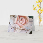 Soft Pink Rose in Waterverf - Happy Birthday Kaart (Gele Bloem)