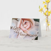 Soft Pink Rose in Waterverf Jubileum Kaart (Gele Bloem)