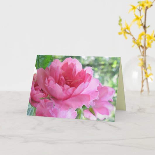 Soft Pink Rose Vriendschap Kaart (Gele Bloem)