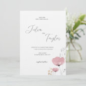 Soft Pink Rose Wedding Invitation Kaart (Staand voorkant)