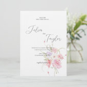 Soft Pink Rose Wedding Invitation Kaart (Staand voorkant)