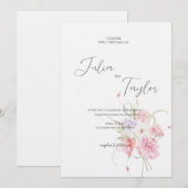 Soft Pink Rose Wedding Invitation Kaart (Voorkant / Achterkant)