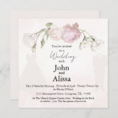 Soft Pink Roses & Bride and Groom Collection Aankondiging (Voorkant / Achterkant)