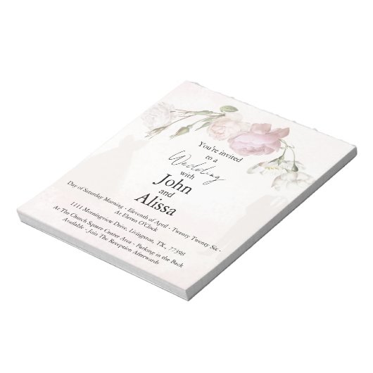 Soft Pink Roses & Bride and Groom Collection Notitieblok (Linkerzijde)